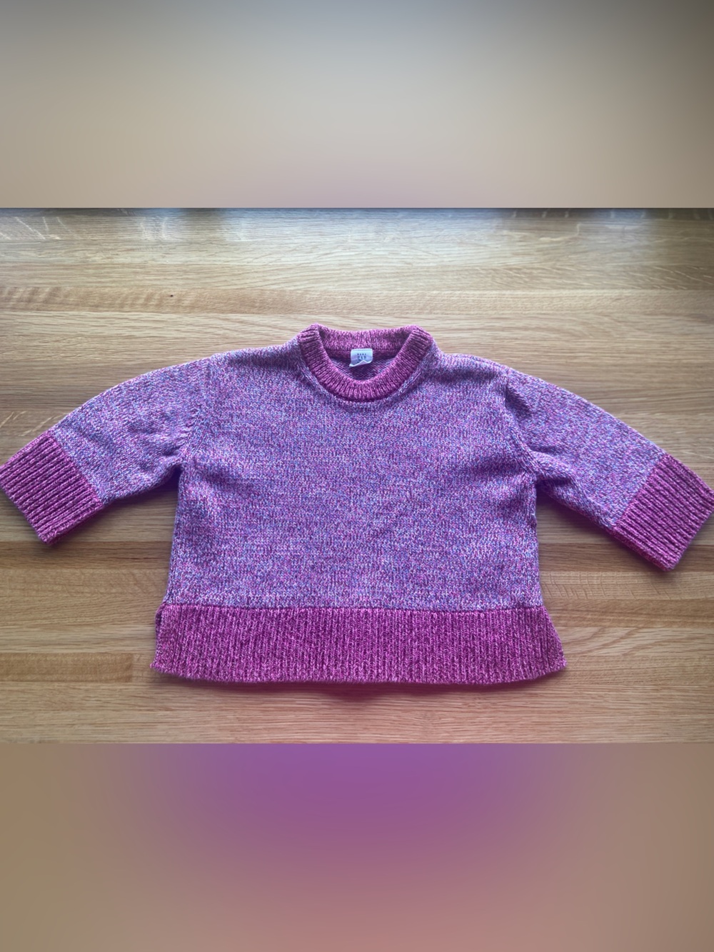 Toddler Drop Shoulder Cotton Sweater - Size 18-24 Months - Heather Pink Purple
